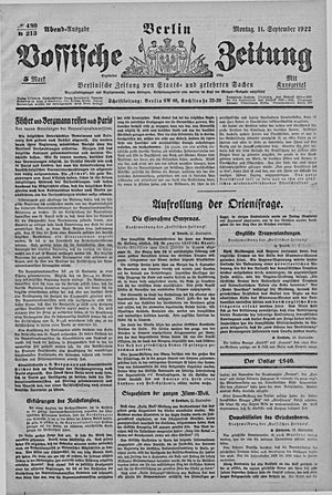 Vossische Zeitung vom 11.09.1922