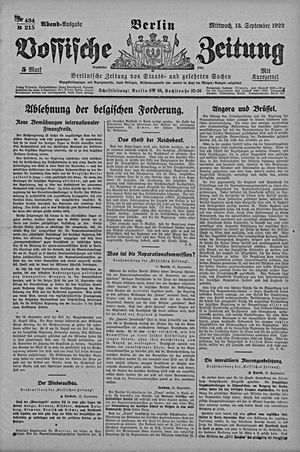 Vossische Zeitung on Sep 13, 1922