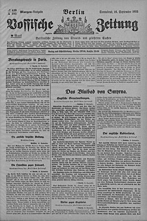 Vossische Zeitung vom 16.09.1922