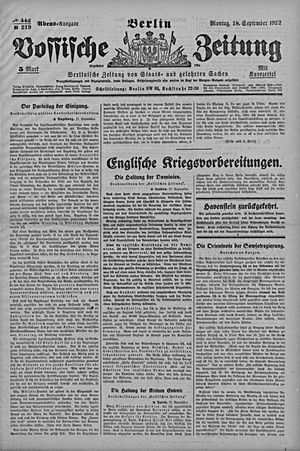 Vossische Zeitung vom 18.09.1922