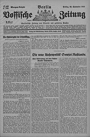 Vossische Zeitung vom 22.09.1922