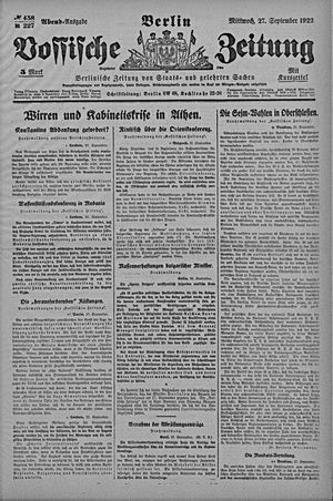 Vossische Zeitung vom 27.09.1922
