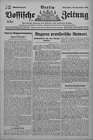 Vossische Zeitung vom 30.09.1922