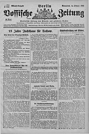 Vossische Zeitung vom 14.10.1922