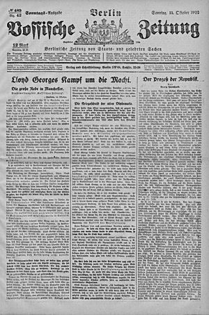 Vossische Zeitung vom 15.10.1922