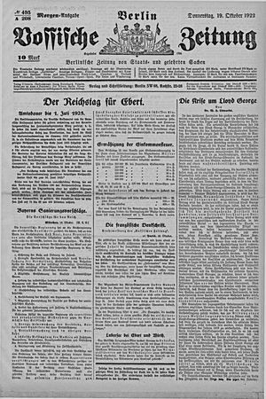 Vossische Zeitung vom 19.10.1922