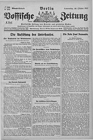 Vossische Zeitung vom 26.10.1922