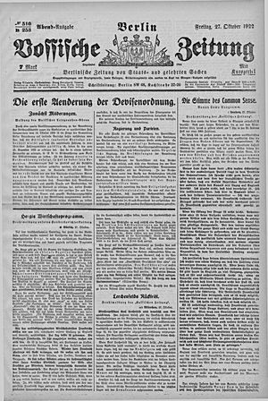 Vossische Zeitung vom 27.10.1922