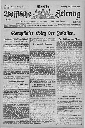 Vossische Zeitung vom 30.10.1922