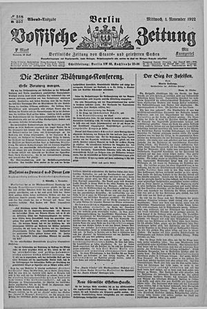 Vossische Zeitung on Nov 1, 1922