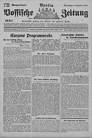Vossische Zeitung vom 09.11.1922
