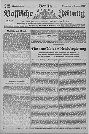 Vossische Zeitung vom 09.11.1922