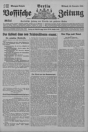 Vossische Zeitung on Nov 22, 1922
