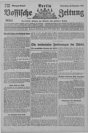 Vossische Zeitung vom 23.11.1922