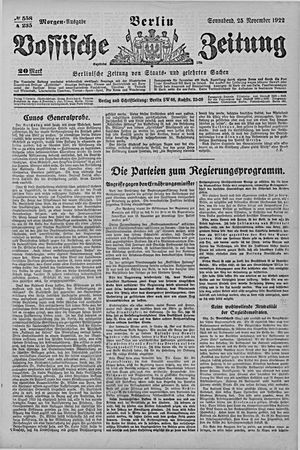 Vossische Zeitung vom 25.11.1922
