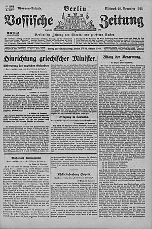 Vossische Zeitung vom 29.11.1922
