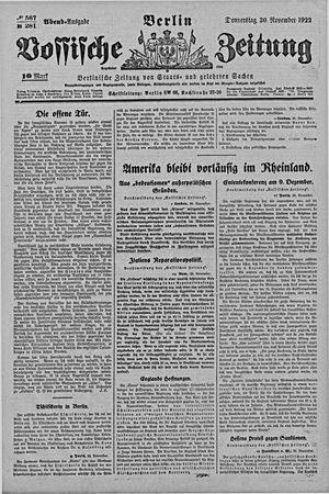 Vossische Zeitung vom 30.11.1922