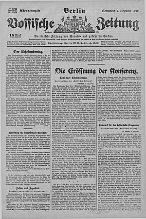 Vossische Zeitung on Dec 9, 1922