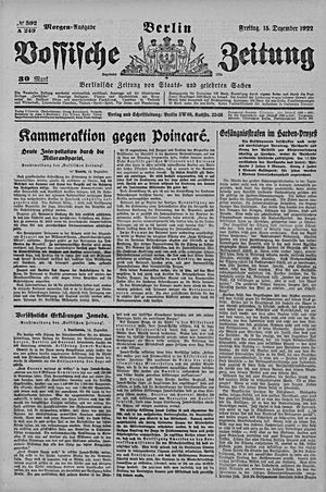 Vossische Zeitung vom 15.12.1922
