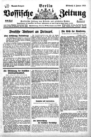 Vossische Zeitung vom 03.01.1923