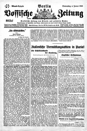 Vossische Zeitung on Jan 4, 1923