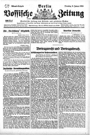 Vossische Zeitung vom 09.01.1923
