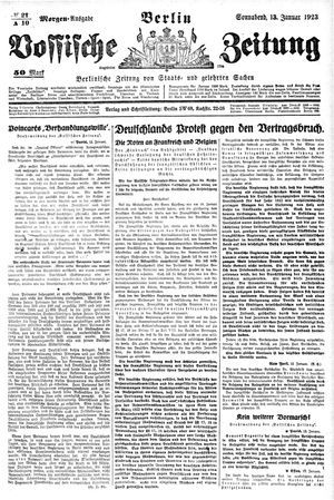 Vossische Zeitung on Jan 13, 1923