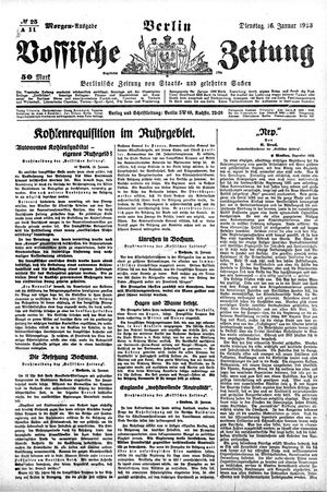 Vossische Zeitung on Jan 16, 1923