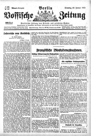 Vossische Zeitung vom 23.01.1923