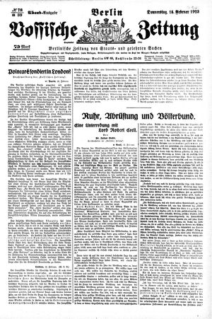 Vossische Zeitung on Feb 15, 1923