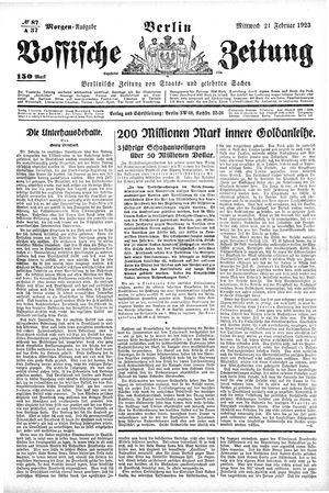 Vossische Zeitung vom 21.02.1923