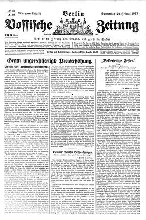 Vossische Zeitung vom 22.02.1923