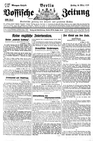 Vossische Zeitung on Mar 16, 1923