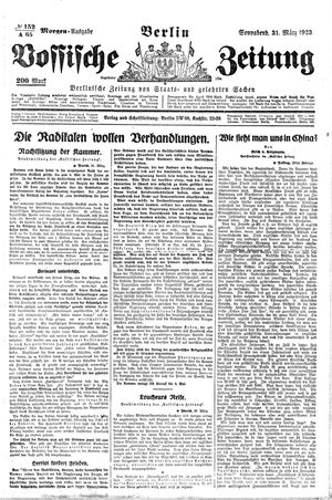 Vossische Zeitung on Mar 31, 1923