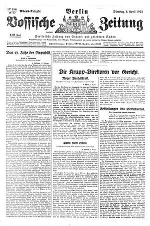 Vossische Zeitung vom 03.04.1923