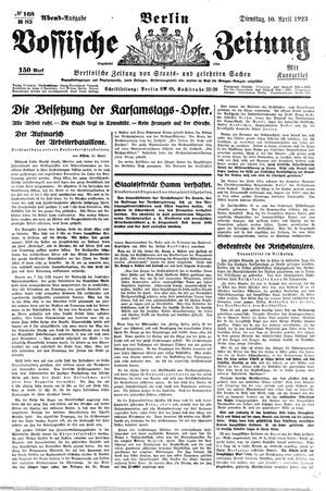 Vossische Zeitung vom 10.04.1923