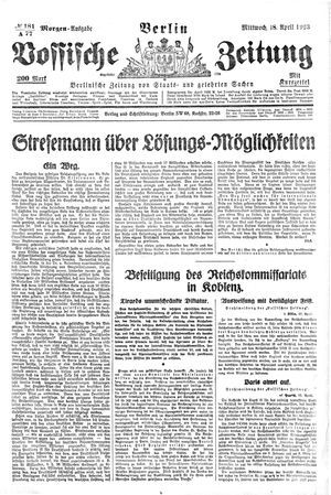 Vossische Zeitung vom 18.04.1923