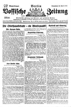 Vossische Zeitung vom 21.04.1923