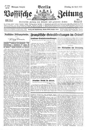 Vossische Zeitung vom 24.04.1923