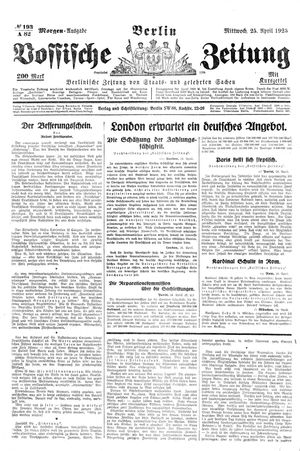 Vossische Zeitung on Apr 25, 1923