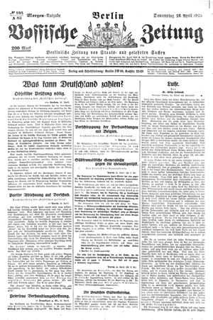 Vossische Zeitung vom 26.04.1923