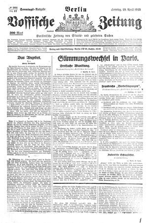 Vossische Zeitung on Apr 29, 1923
