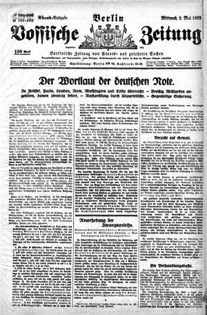 Vossische Zeitung on May 2, 1923