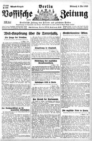 Vossische Zeitung vom 09.05.1923