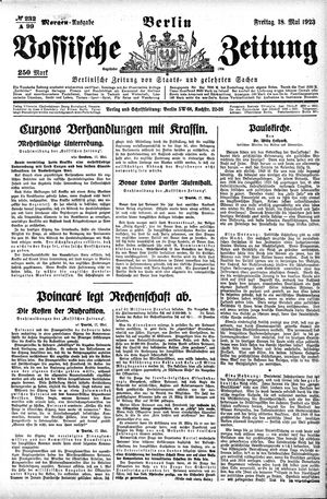 Vossische Zeitung on May 18, 1923