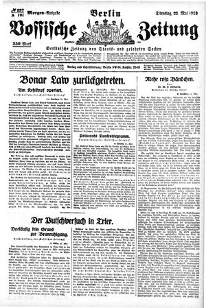 Vossische Zeitung on May 22, 1923