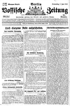 Vossische Zeitung on Jun 7, 1923
