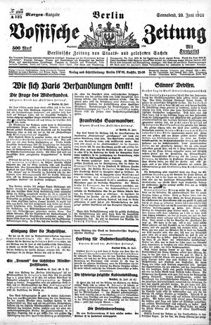 Vossische Zeitung vom 23.06.1923