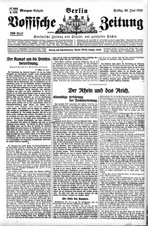 Vossische Zeitung vom 29.06.1923