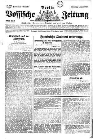 Vossische Zeitung vom 01.07.1923